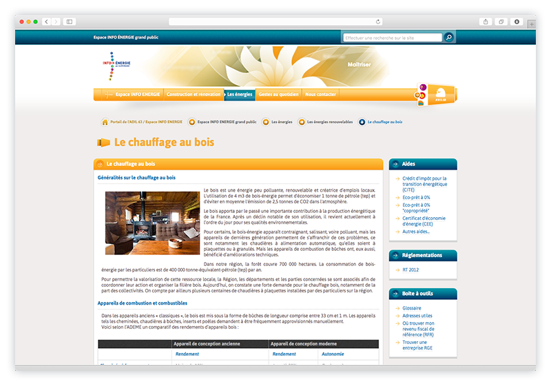 Site Internet de l'ADIL 63 / Espace INFO ENERGIE