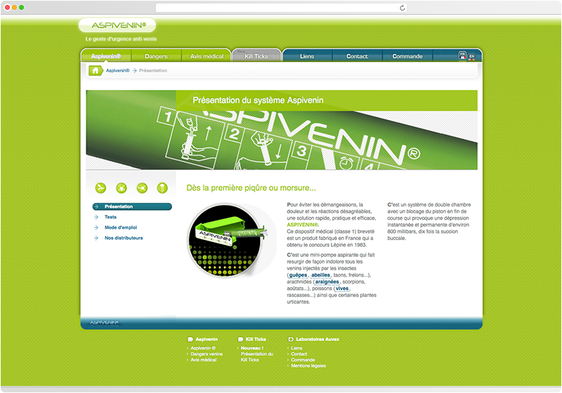 Homepage du site Aspivenin